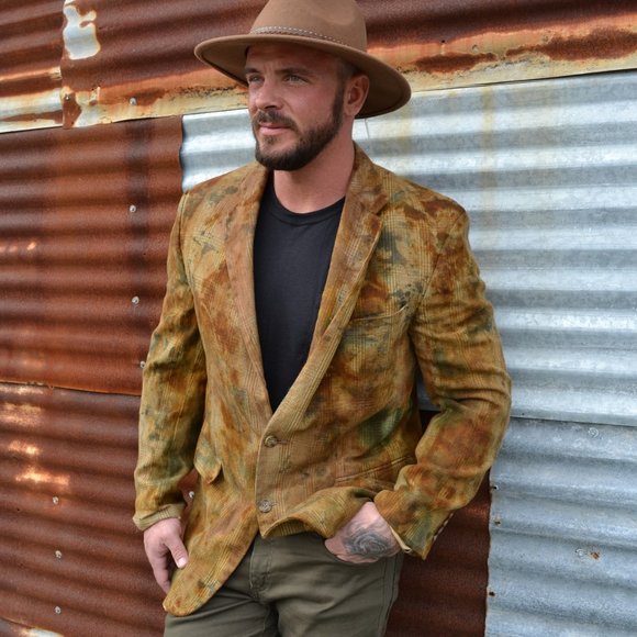 Ralph Lauren blazer suit 42 46 44 tie dye silk wool brown green tan painted camo - Picture 4 of 8